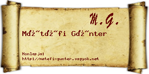 Mátéfi Günter névjegykártya